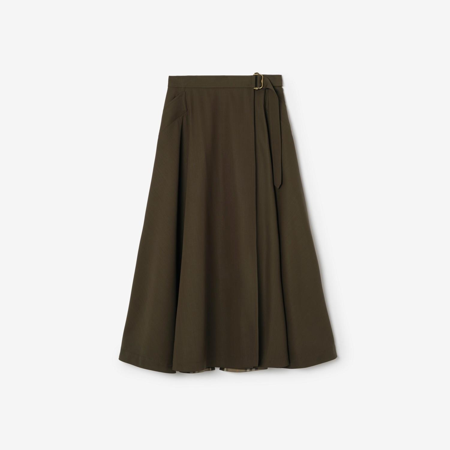 Wool Twill Midi Skirt by BURBERRY
