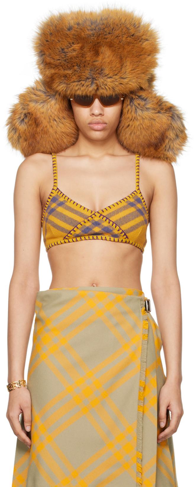 Yellow & Purple Check Bralette by BURBERRY