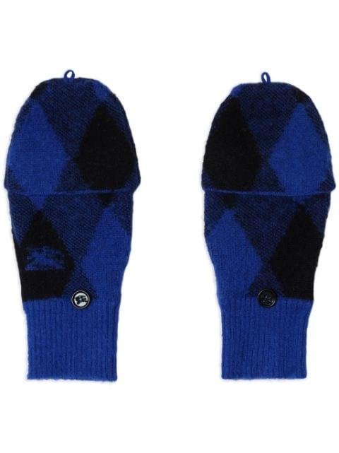 argyle-pattern wool mittens by BURBERRY