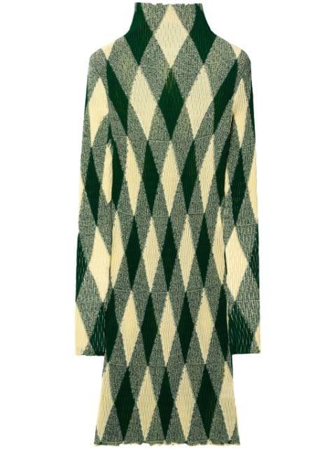 argyle ribbed-knit dress by BURBERRY