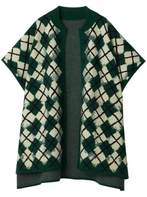 argyle wool-blend cape by BURBERRY