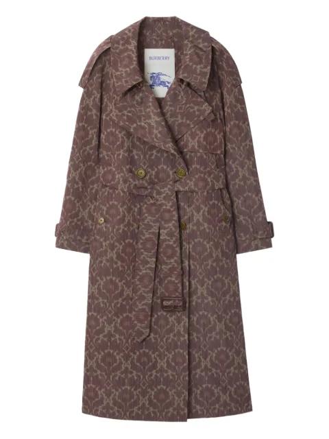 baroque-print belted trench coat by BURBERRY