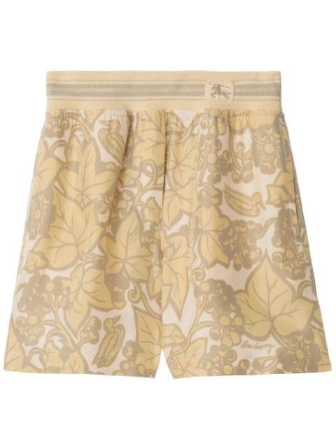 botanical-print silk shorts by BURBERRY