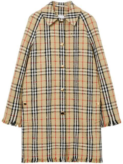 bouclé checkered buttoned raincoat by BURBERRY