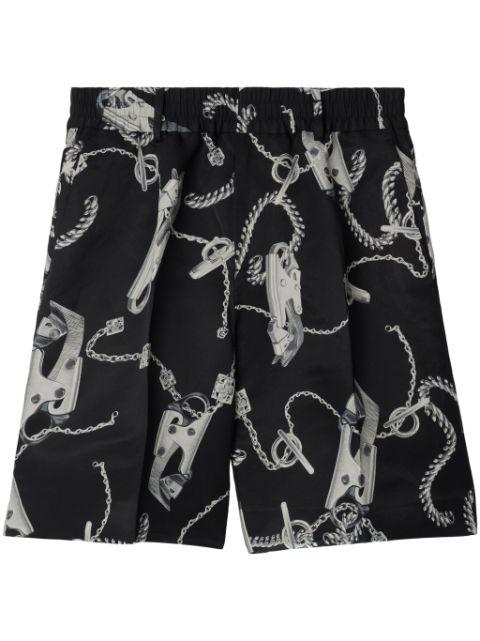 chain link-print straight-leg shorts by BURBERRY