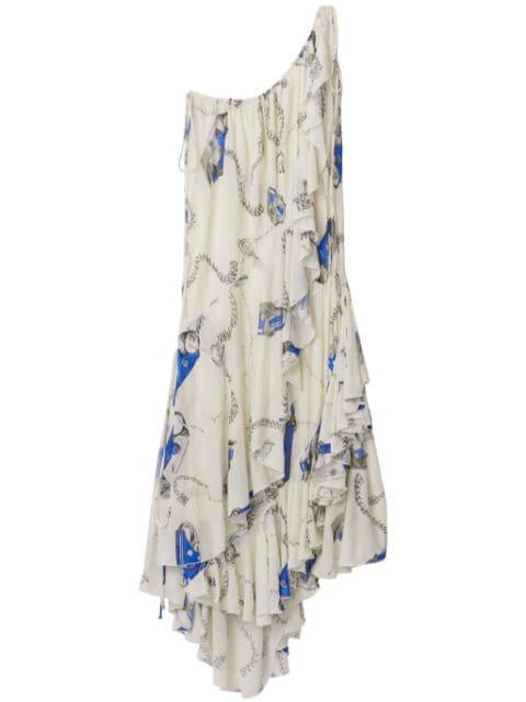 chain-print asymmetric dress by BURBERRY