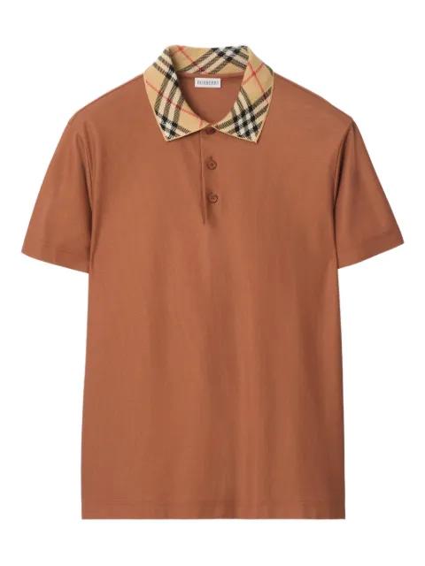 check-collar cotton polo shirt by BURBERRY