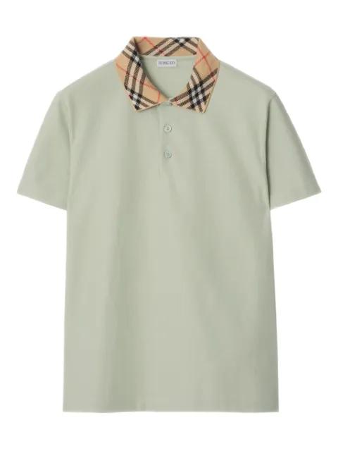 check-collar cotton polo shirt by BURBERRY