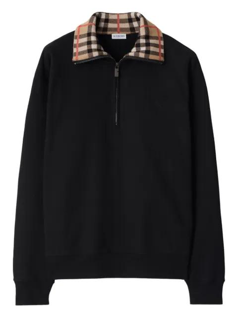 check-collar cotton sweatshirt by BURBERRY
