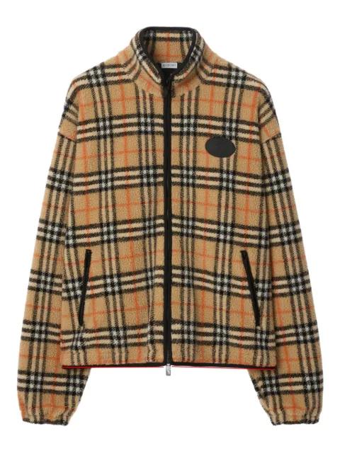 check funnel-neck fleece jacket by BURBERRY