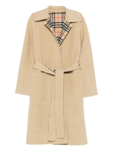 check-lined belted coat by BURBERRY