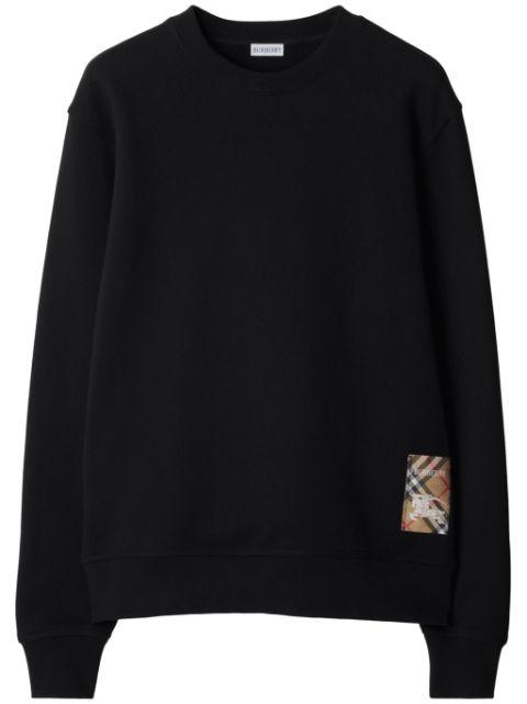 check-patch cotton sweatshirt by BURBERRY