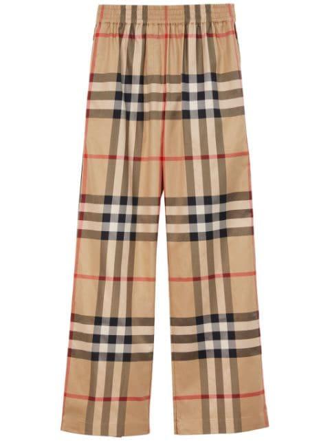 check-pattern cotton trousers by BURBERRY