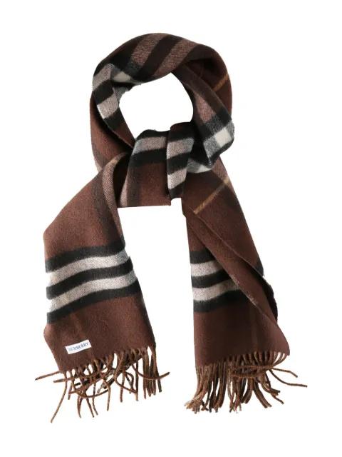 check-pattern fringed scarf by BURBERRY