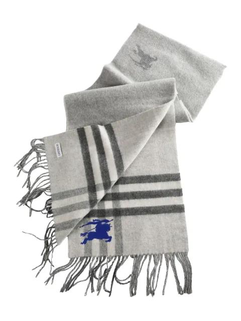 check-pattern fringed scarf by BURBERRY