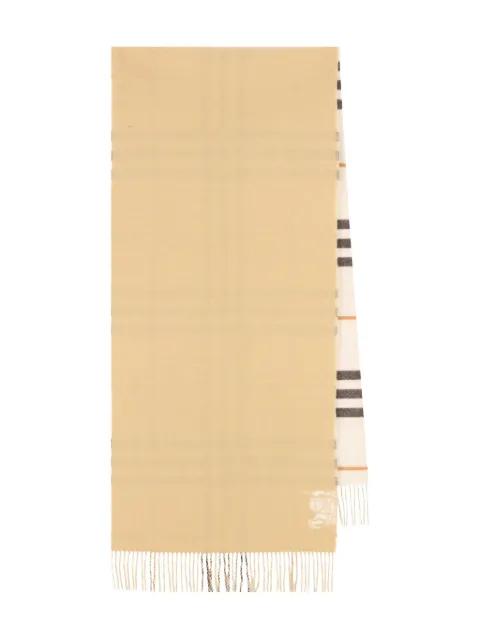 check-pattern fringed scarf by BURBERRY