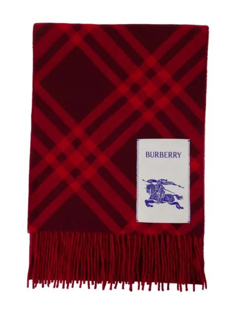check-pattern fringed scarf by BURBERRY