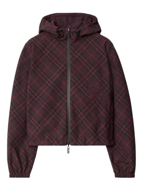 check-pattern hoodied cropped jacket by BURBERRY