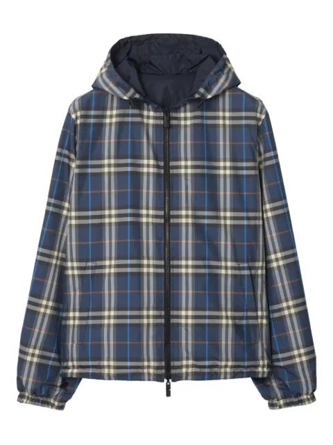 check-pattern hoodied reversible jacket by BURBERRY
