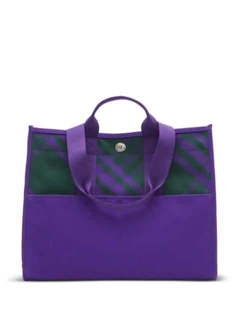 check-pattern leather tote bag by BURBERRY