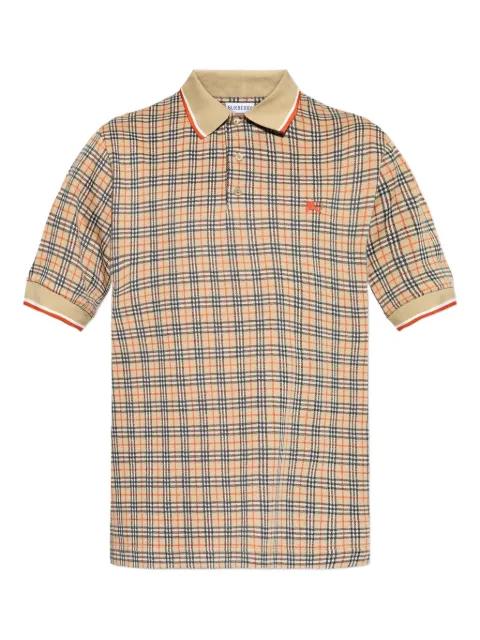 check-pattern logo-detail polo shirt by BURBERRY