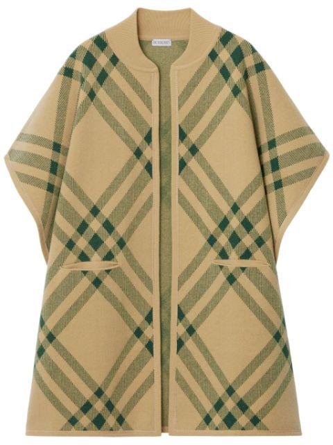 check-pattern wool-blend cape by BURBERRY