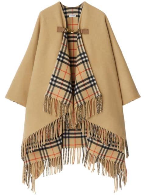 check-pattern wool cape by BURBERRY