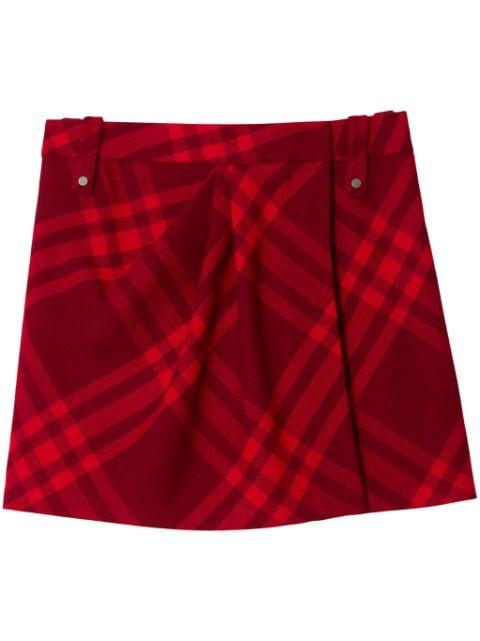 check-pattern wool miniskirt by BURBERRY
