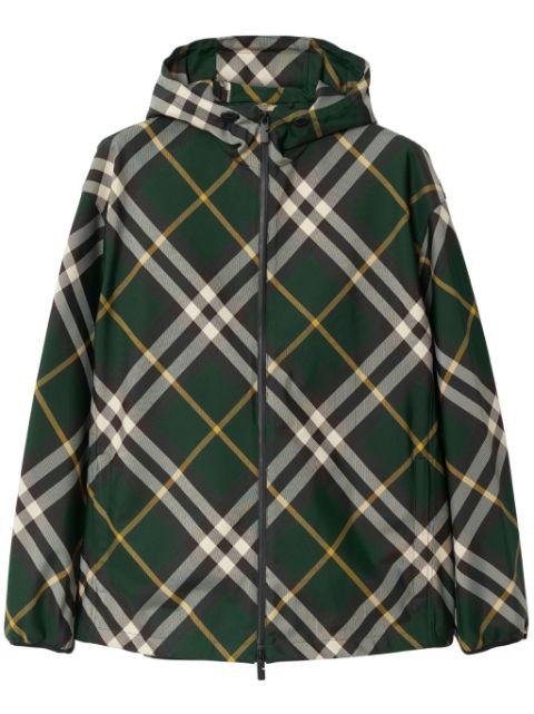 check-pattern zipped hoodied jacket by BURBERRY
