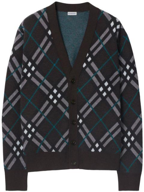 check-print V-neck cardigan by BURBERRY