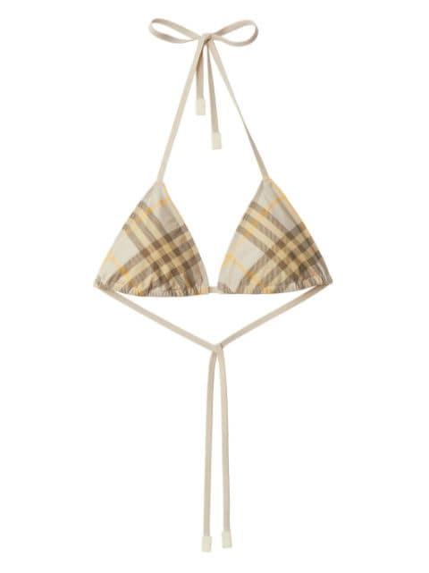 check-print bikini top by BURBERRY