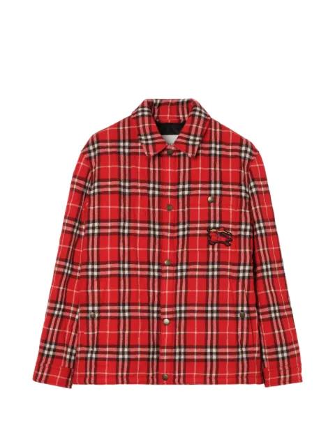 check quilted wool flannel jacket by BURBERRY
