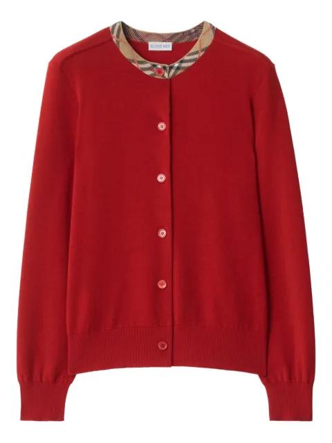 check-trimmed wool cardigan by BURBERRY