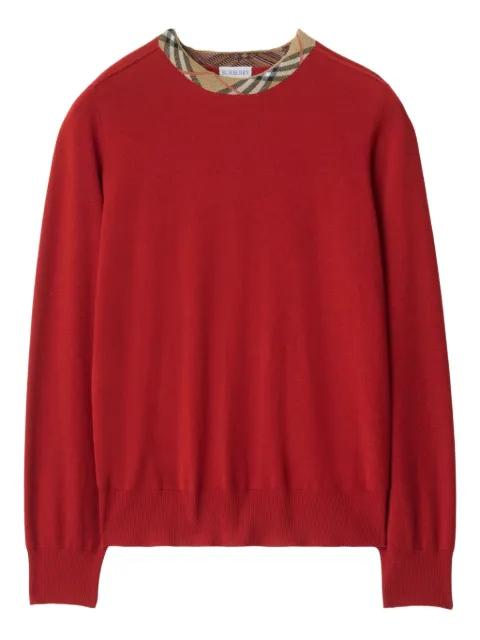 check-trimmed wool sweater by BURBERRY