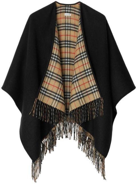 check wool reversible cape by BURBERRY