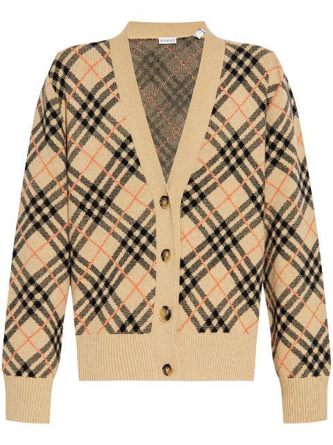 checked cashmere cardigan by BURBERRY