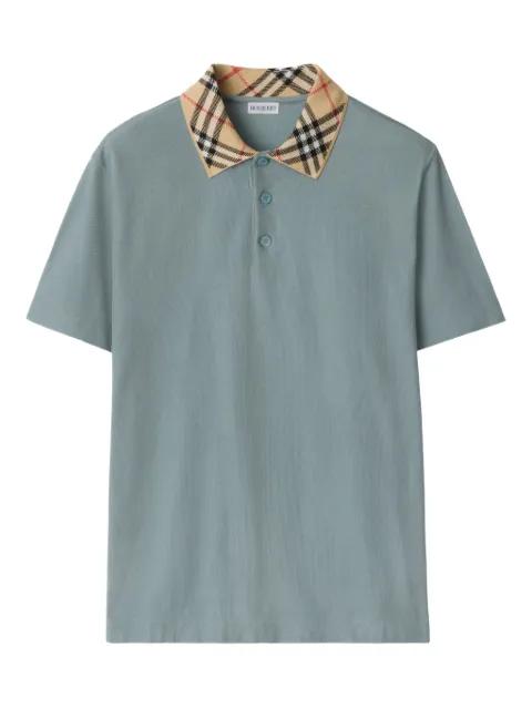 checked-collar polo shirt by BURBERRY