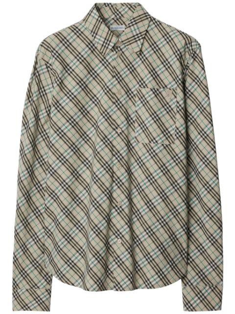 checked cotton shirt by BURBERRY