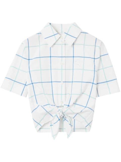 checked cropped cotton shirt by BURBERRY
