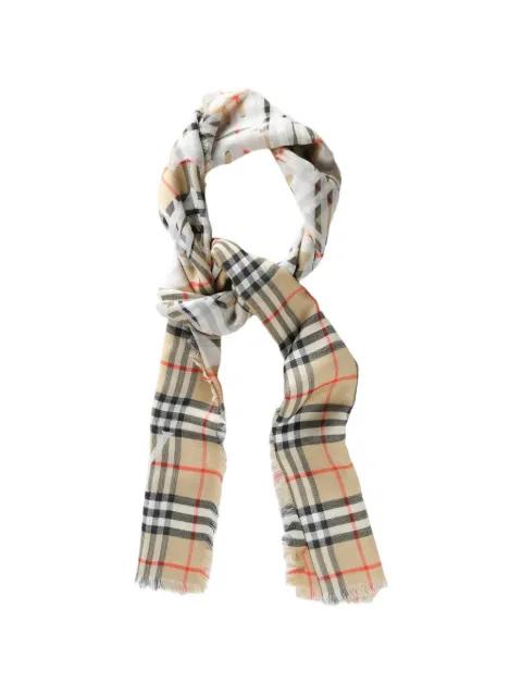 checked frayed scarf by BURBERRY
