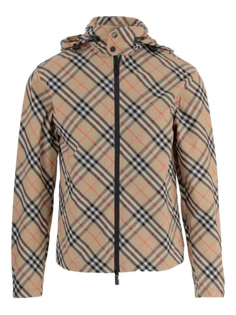 checked hoodied jacket by BURBERRY