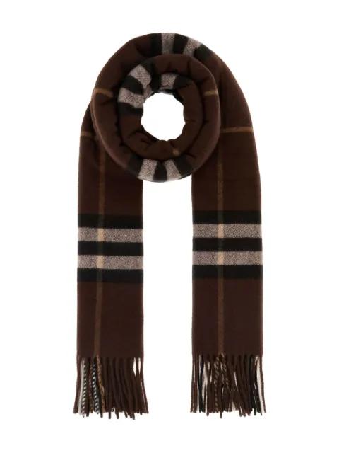 checked-pattern fringed-hem scarf by BURBERRY