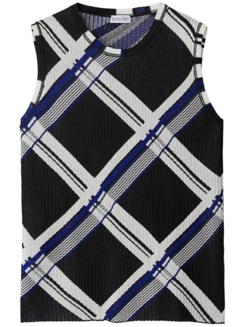 checked silk knitted vest by BURBERRY