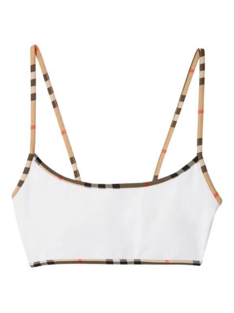 checked-trim bikini top by BURBERRY