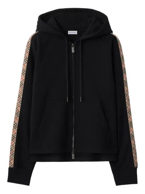 checked-trim zip-up hoodie by BURBERRY
