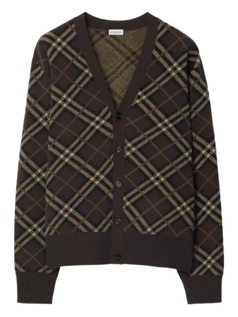 checked wool-cashmere blend cardigan by BURBERRY