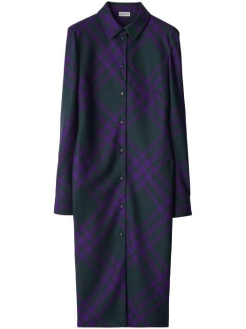checked wool shirtdress by BURBERRY