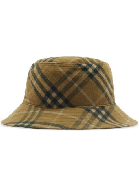 checkered cotton bucket hat by BURBERRY