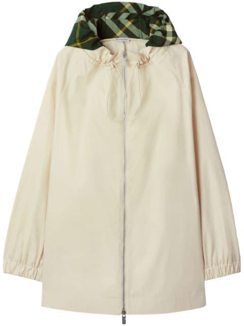 checkered hood cotton parka by BURBERRY