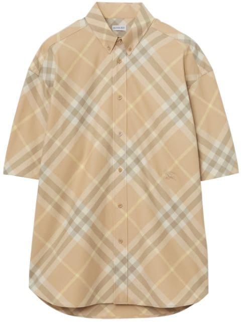 checkered short-sleeved button-down shirt by BURBERRY